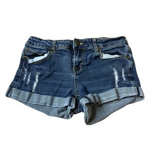 💜 Forever 21 Distressed Jean Shorts - Mid-Rise Cuffed Denim (Size 27)
